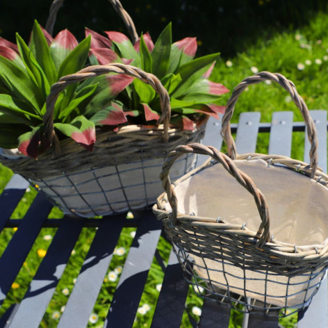 Set de 2 paniers en osier beige et marron