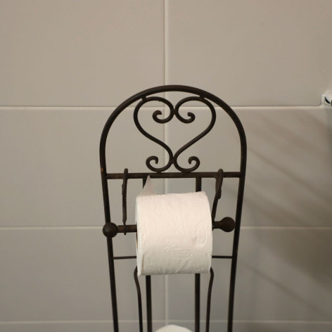 Dérouleur papier toilette en fer forgé marron 23 x 80 cm