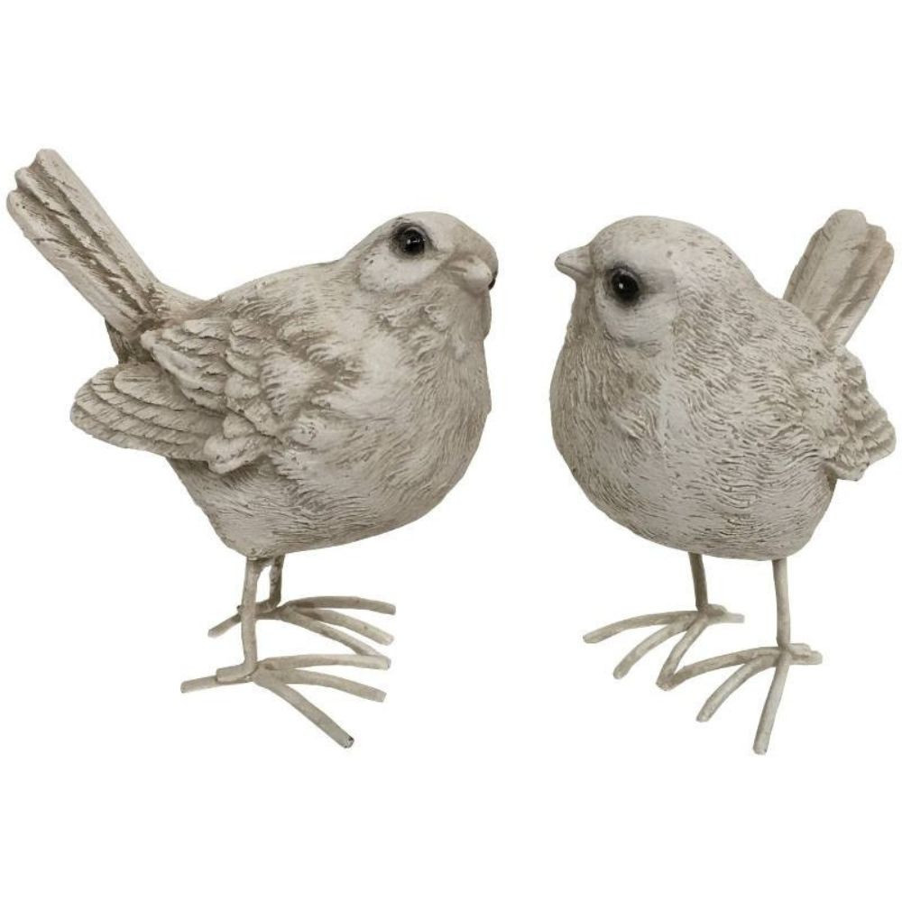 Set de 2 Oiseaux «Effet Vieilli» - Beige