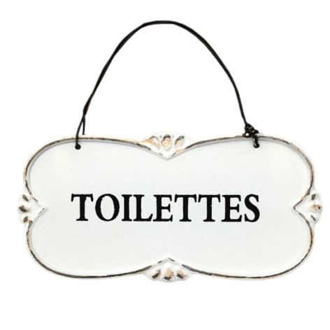 Plaque de porte en métal crème toilettes 12 x 6 cm