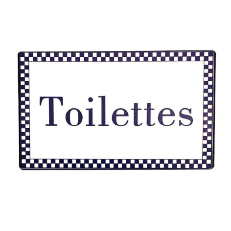 Plaque de porte de toilettes en métal blanc et bleu