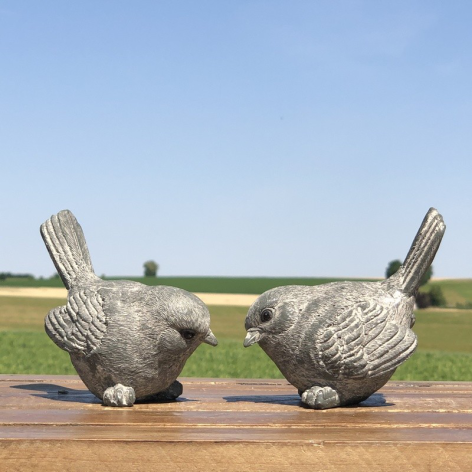 Oiseau en résine gris 13 x 7 x 8 cm