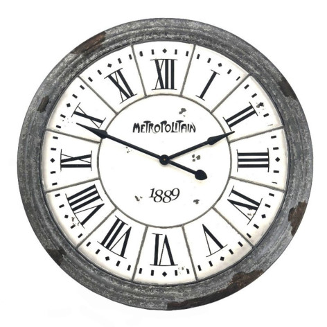 Grande horloge style industriel "Métropolitain" en métal Ø100