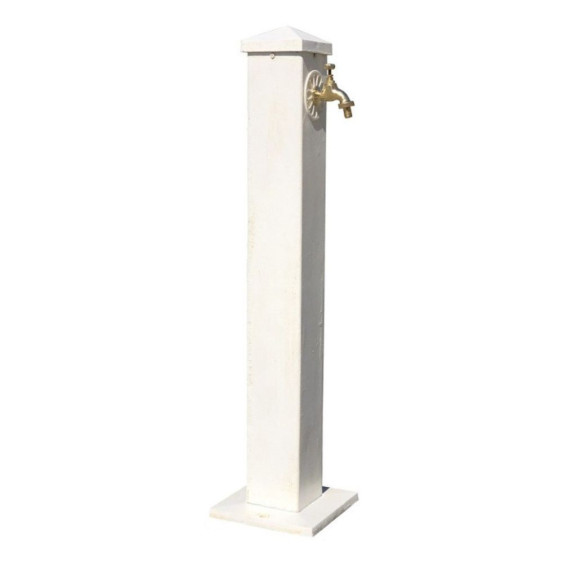 Fontaine de jardin en fonte blanche 22.5 x 22.5 x 90 cm