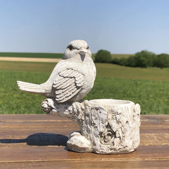 Porte bougie 1 oiseau blanc