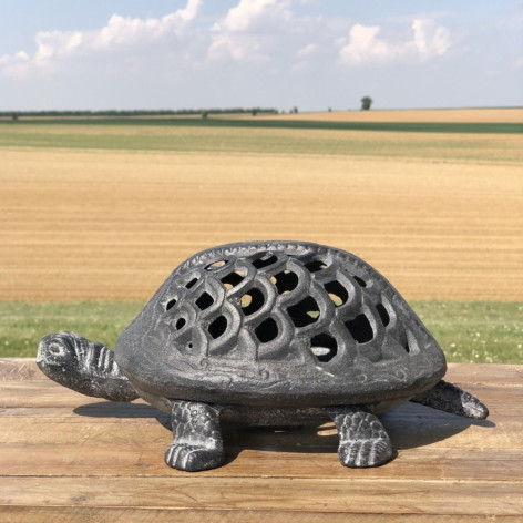 Bougeoir tortue en fonte gris 28 x 21 x 12 cm