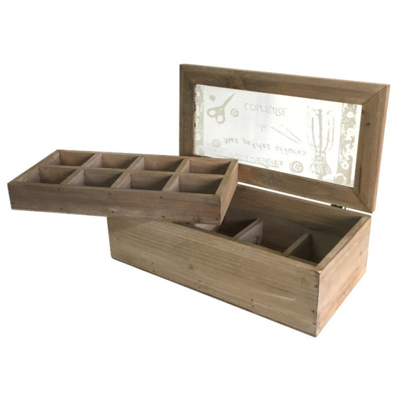 Coffret à Couture vitré et bois naturel