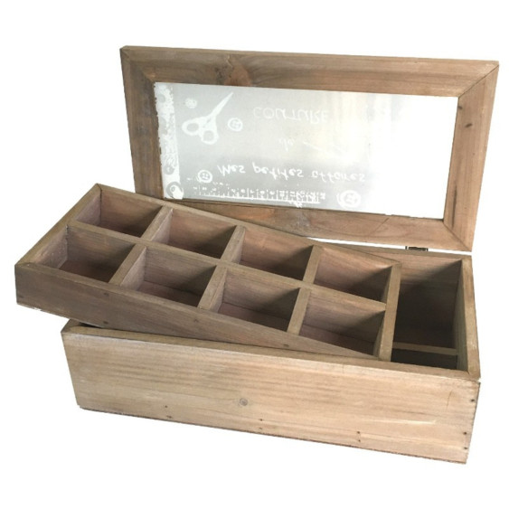 Coffret à Couture vitré et bois naturel