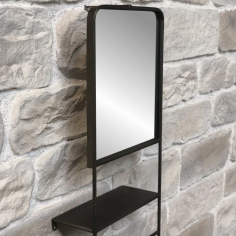 Miroir porte-serviettes en métal gris anthracite 35 x 15 x 100 cm