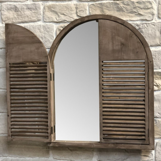 Miroir mural avec volet en bois 84 x 104.5 cm