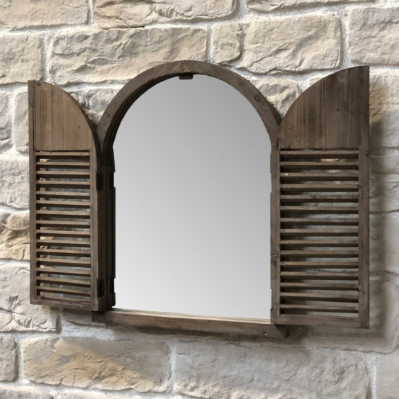 Miroir mural avec volet en bois 84 x 104.5 cm