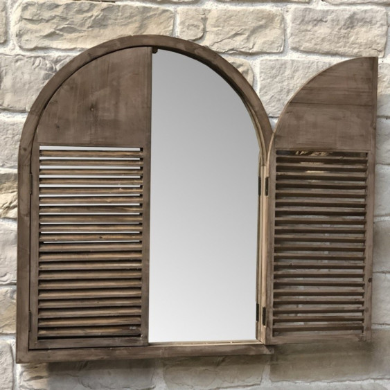 Miroir mural avec volet en bois 84 x 104.5 cm