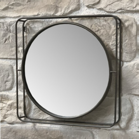 Miroir en métal cuivré 51 x 51 x 8 cm