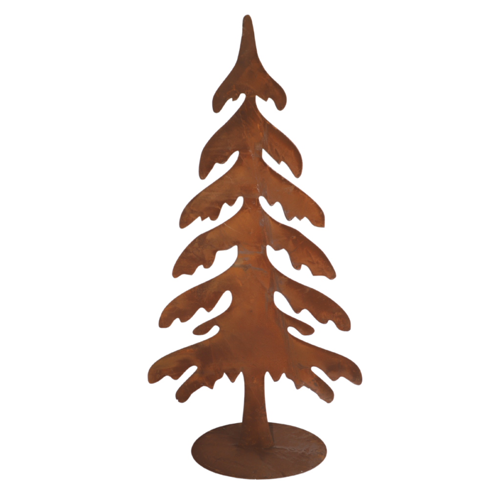 Sapin en métal rouillé marron 45 x 90 cm