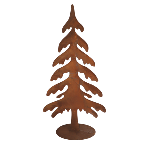 Sapin en métal rouillé marron 45 x 90 cm