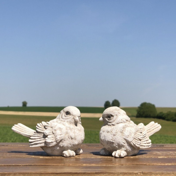 Oiseaux en résine blancs 8.5 x 5.5 cm