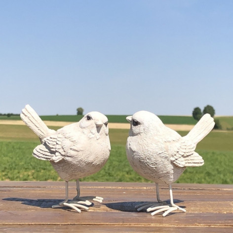 Set de 2 Oiseaux «Effet Vieilli» - Beige