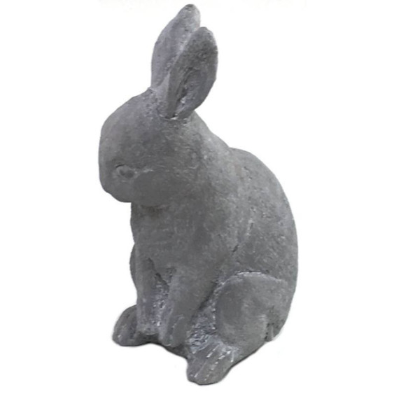 Lapin de jardin assis en béton gris 30 x 13 x 29 cm