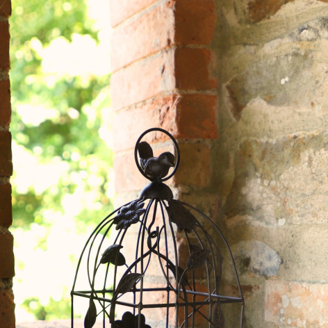 Cage à oiseaux bougeoir en métal marron 34 x 13 x 13 cm