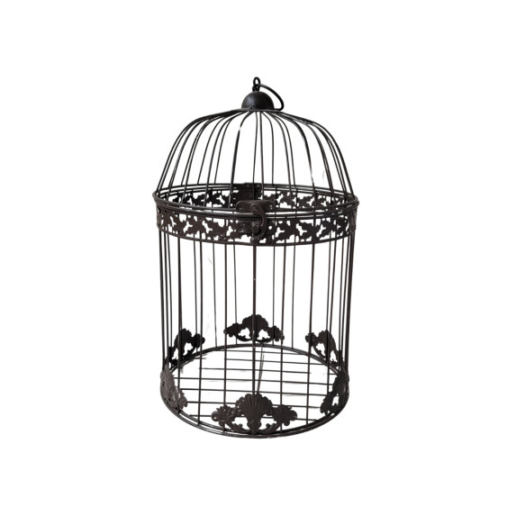 Cage à oiseaux bougeoir en métal marron Ø.25 x 41 cm