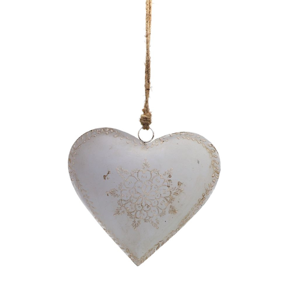 Coeur à suspendre en métal beige Ø 20 cm