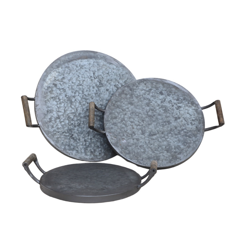 Set de 3 plateaux zinc