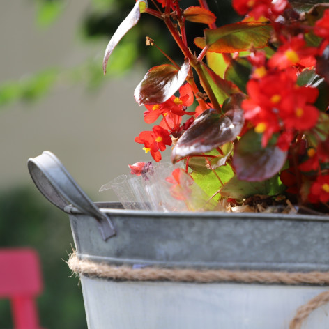 Set de 3 jardinières ovales avec poignées en métal et oiseau suspendu