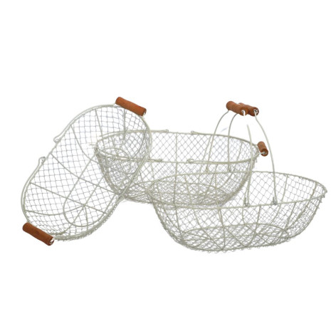 Panier ovale grillage blanc