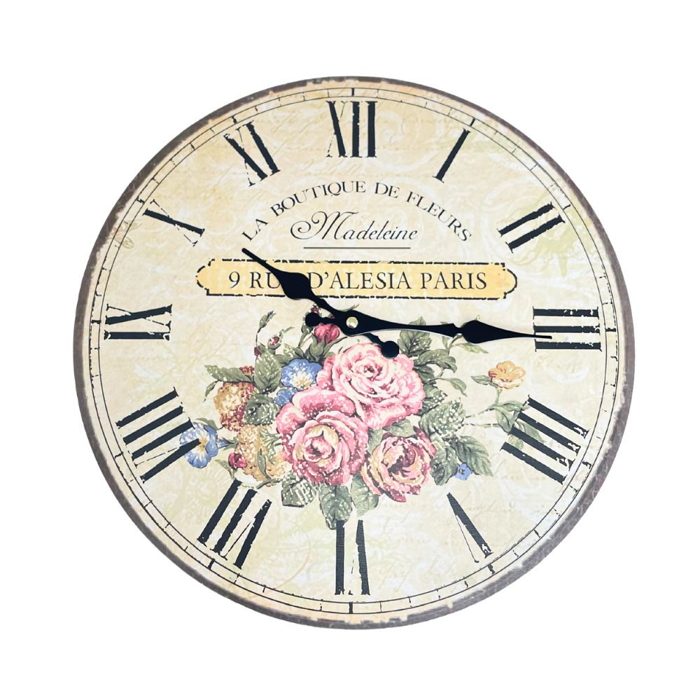 Horloge beige décor "Madeleine" Ø 34