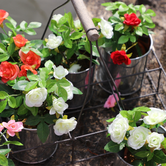 Rosier Artificiel Blanc en pot de terre