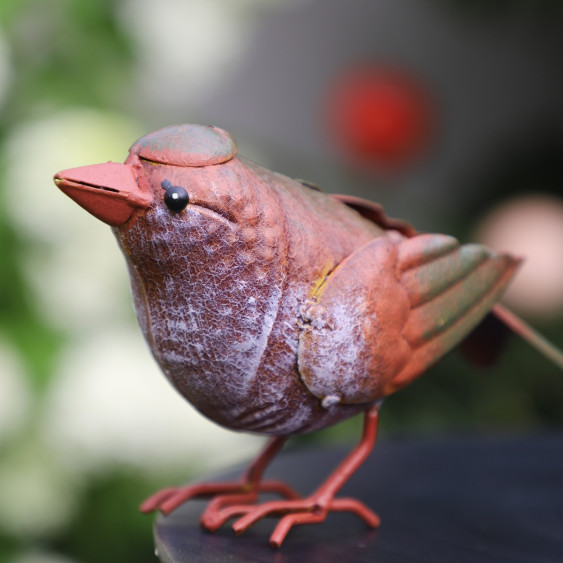 Oiseau en métal rouge/orangé