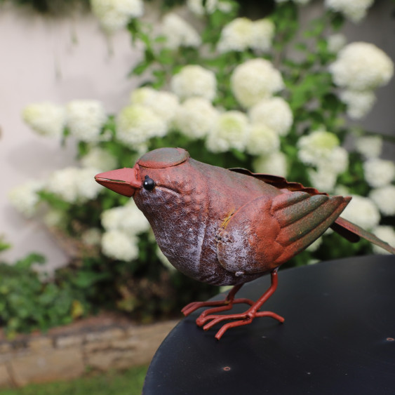 Oiseau en métal rouge/orangé