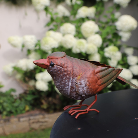 Oiseau en métal rouge et orange 18 x 4.5 x 10 cm