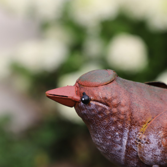 Oiseau en métal rouge/orangé