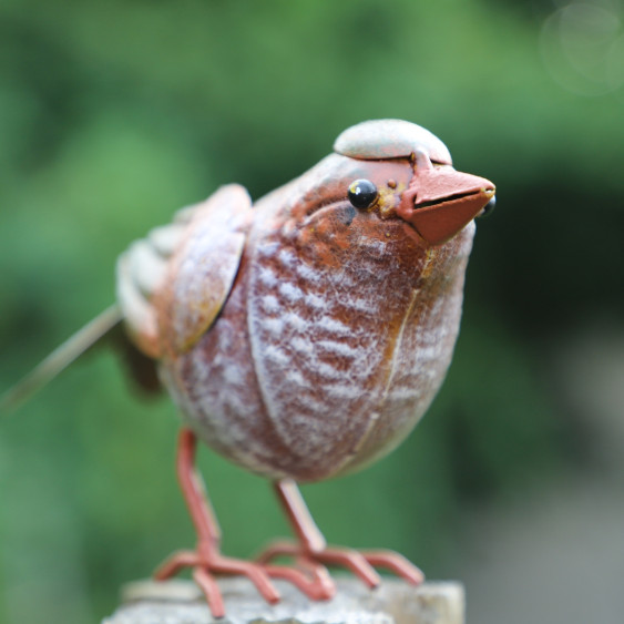 Oiseau en métal rouge/orangé