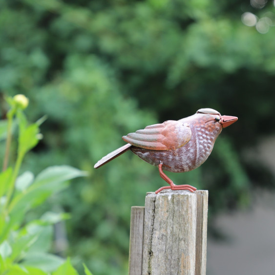 Oiseau en métal rouge/orangé