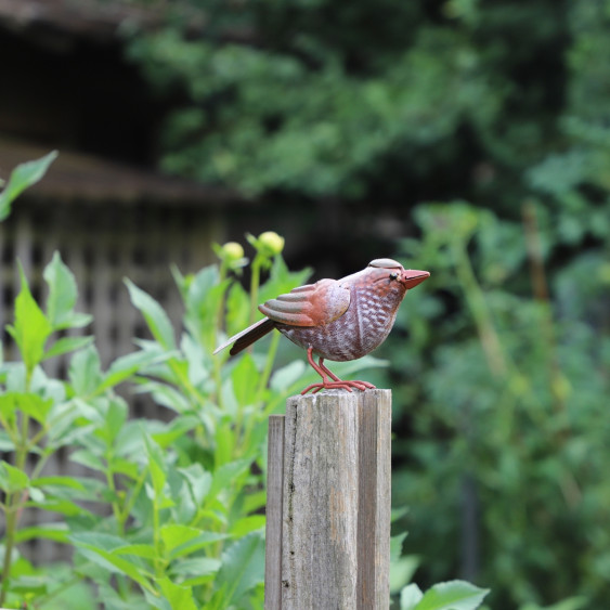 Oiseau en métal rouge/orangé