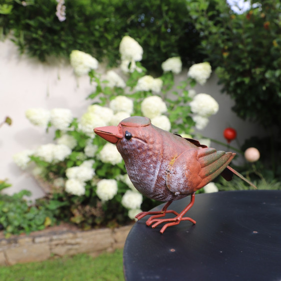 Oiseau en métal rouge/orangé