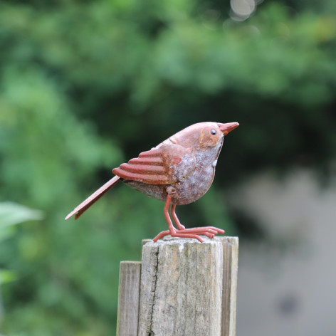 Oiseau en métal rouge et orange 16 x 4.5 x 10 cm