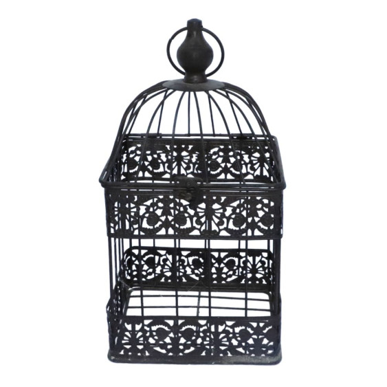 Cage à oiseaux carrée marron