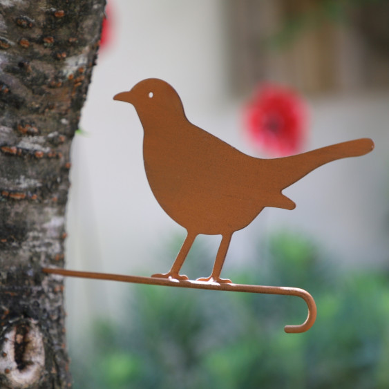 Pic Oiseau «Plat» en métal rouillé à installer sur le tronc d'un arbre