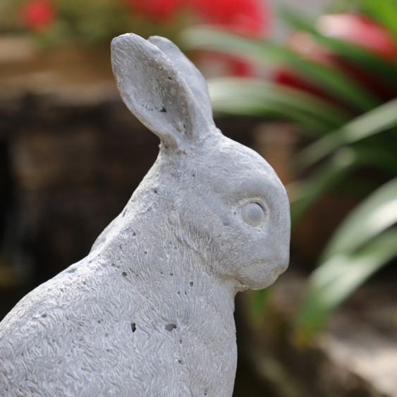 Lapin de jardin assis en béton gris 30 x 13 x 29 cm