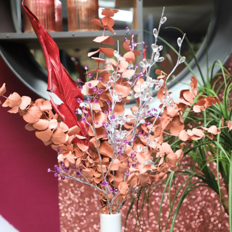 Branche de fleurs «Fleurs Cristal» en verre transparent