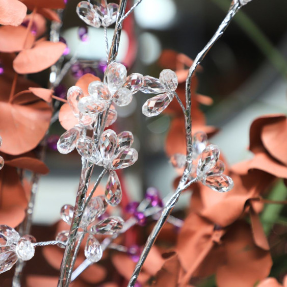 Branche de fleurs «Fleurs Cristal» en verre transparent