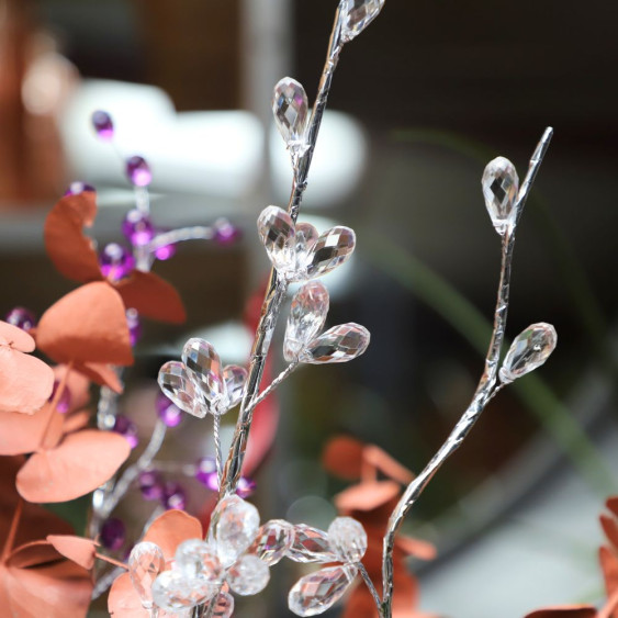 Branche de fleurs «Fleurs Cristal» en verre transparent