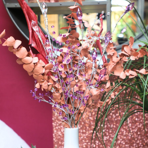 Branche de Fleurs «Cristal» en verre - Violet