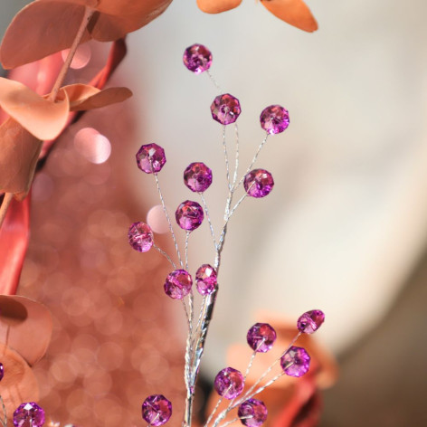 Branche de Fleurs «Pastilles Cristal» en verre - Violet