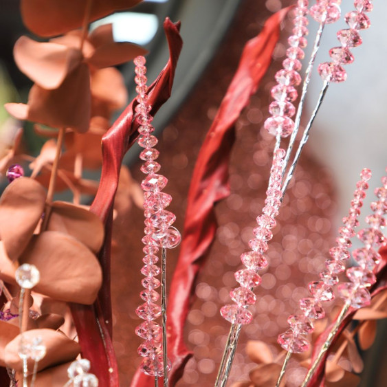 Branche de Fleurs «Cristal» en verre - Rose