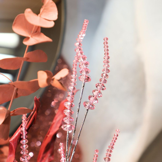 Branche de Fleurs «Cristal» en verre - Rose