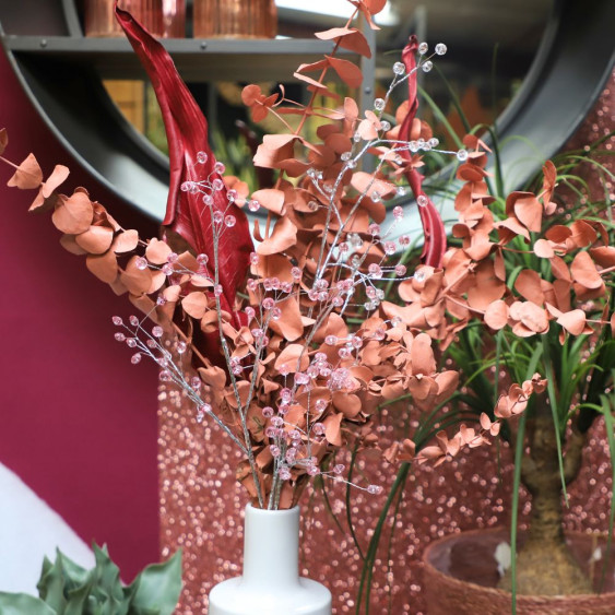 Branche de Fleurs «Pastilles Cristal» en verre - Rose